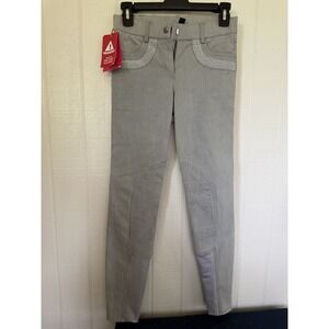 Horze Crescendo Equestrian Gray Rhinestone Riding Breeches Pants USA 22 NWT